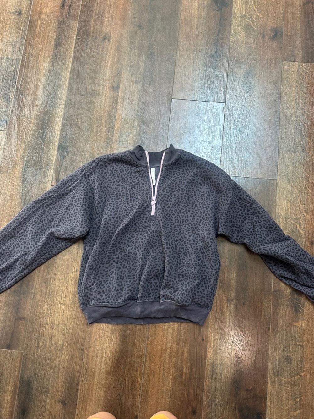 Fabletics Gray Leopard Print Quarter-Zip Hoodie